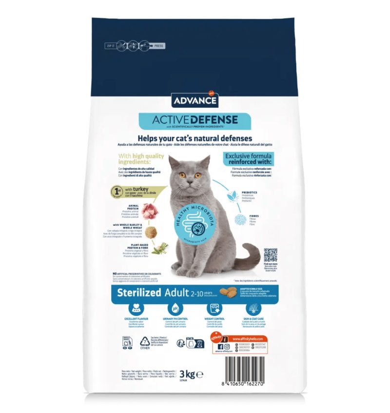 10 Kg Advance Cat Sterilized Pavo - Imagen 3