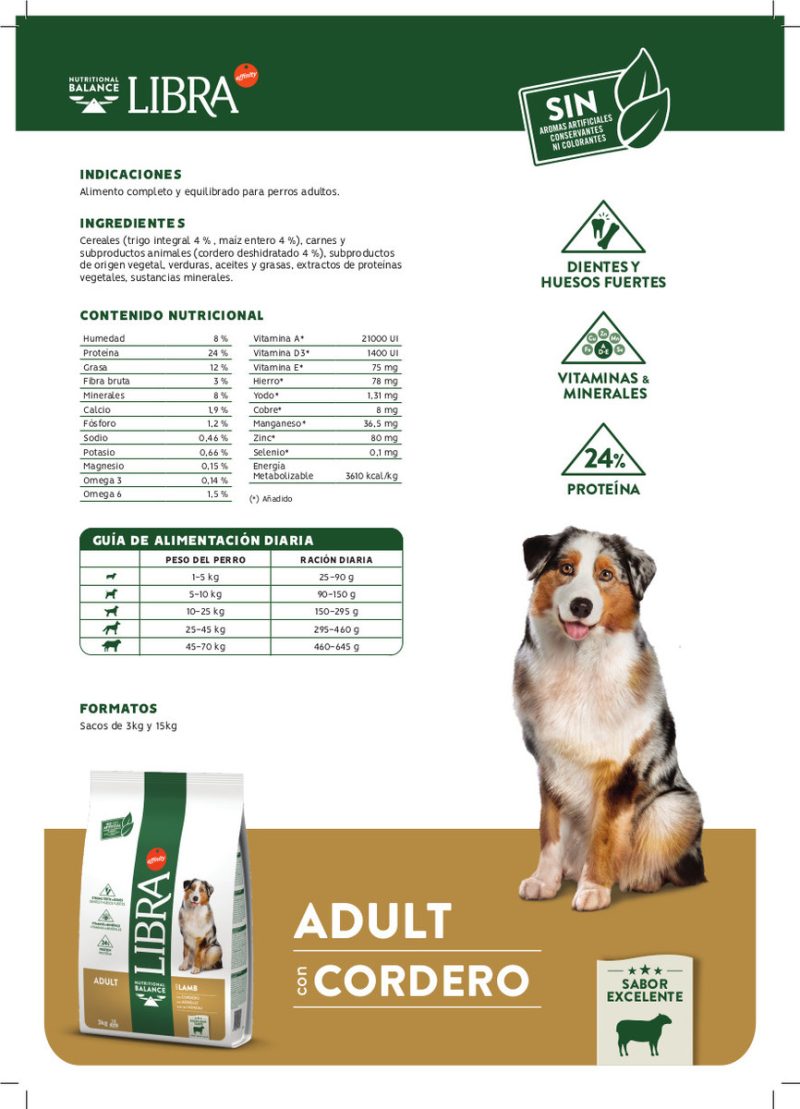 14 Kg Libra Dog Cordero Affinity - Imagen 2