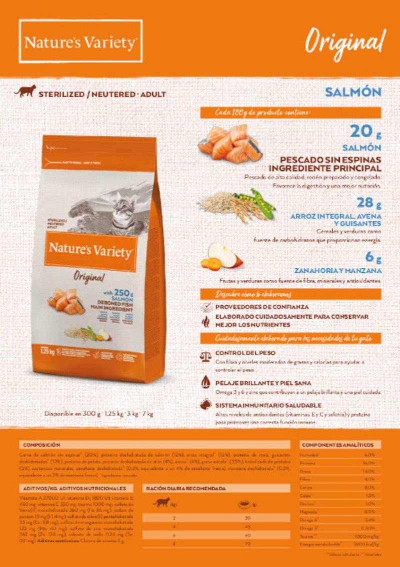 7 Kg Nature's Variety Original Cat Sterilized Salmón - Imagen 2