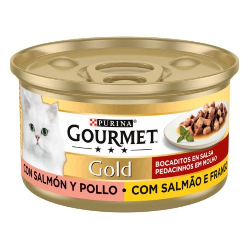 Caja de 24 Unidades Gourmet Gold Delicias de Salmón y Pollo, 85 g - Imagen 3