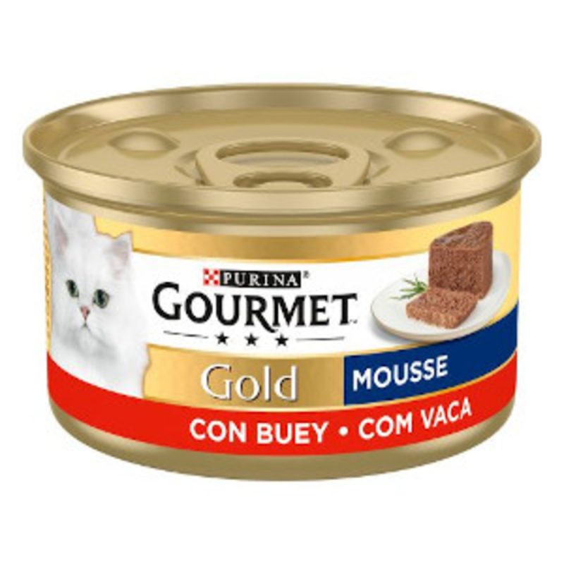 Caja de 24 unidades Lata Gourmet Gold Mouse de Buey para gatos 85 g - Imagen 3