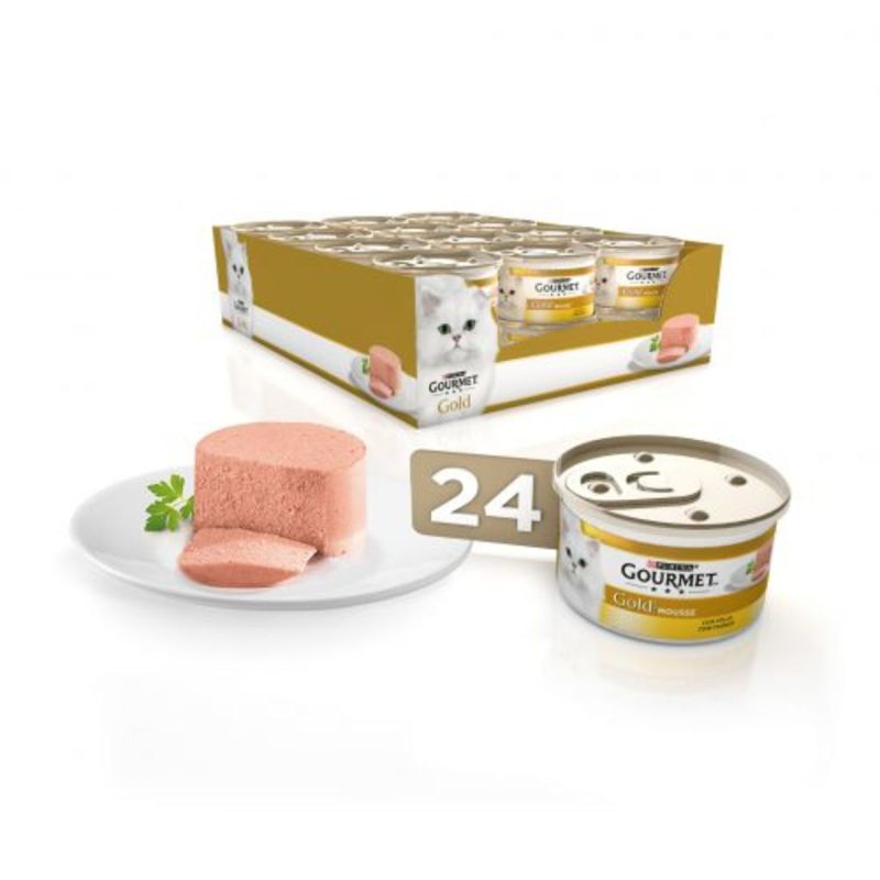 Caja de 24 unidades Lata Gourmet Gold Mousse de Pollo para gatos 85 g - Imagen 2