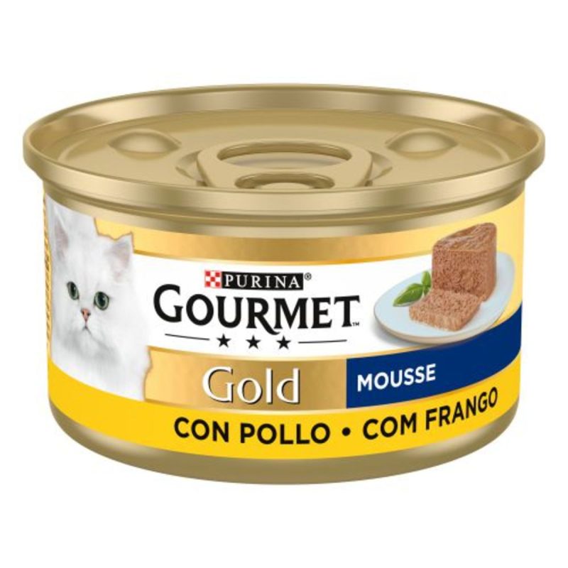 Caja de 24 unidades Lata Gourmet Gold Mousse de Pollo para gatos 85 g