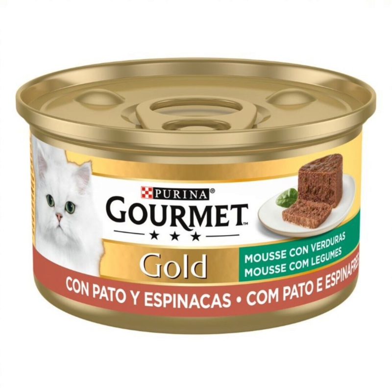 Caja de 24 unidades Lata Gourmet Gold Mousse Pato y Espinacas para gatos 85 g - Imagen 4