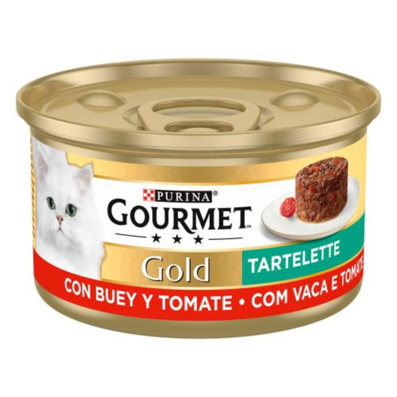 Caja de 24 unidades Lata Gourmet Gold Tartelette Buey y Tomate para gatos, 85 g - Imagen 3
