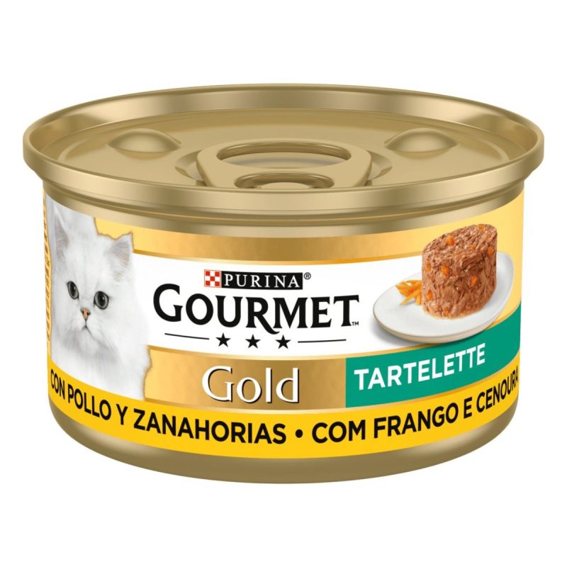 Caja de 24 unidades Lata Gourmet Gold Tartelette Pollo y Zanahoria para gatos, 85 g - Imagen 3