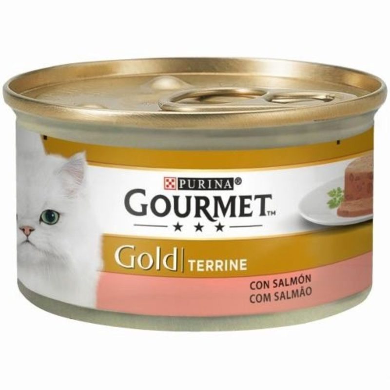 Caja de 24 unidades Lata Gourmet Gold Terrine Salmón para gatos 85 g