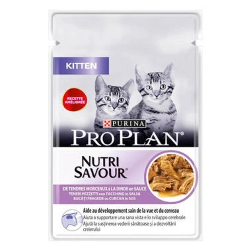 Caja de 26 Unidades de Proplan Nutri Savour Kitten / Junior Pavo, 85 G