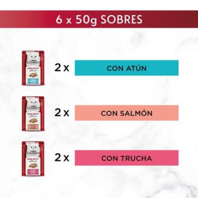 Gourmet Mon Petit Selección Pescados. Pack 48 Unds. 8 Cajas x 6 Sobres  de 50 Gr - Imagen 4